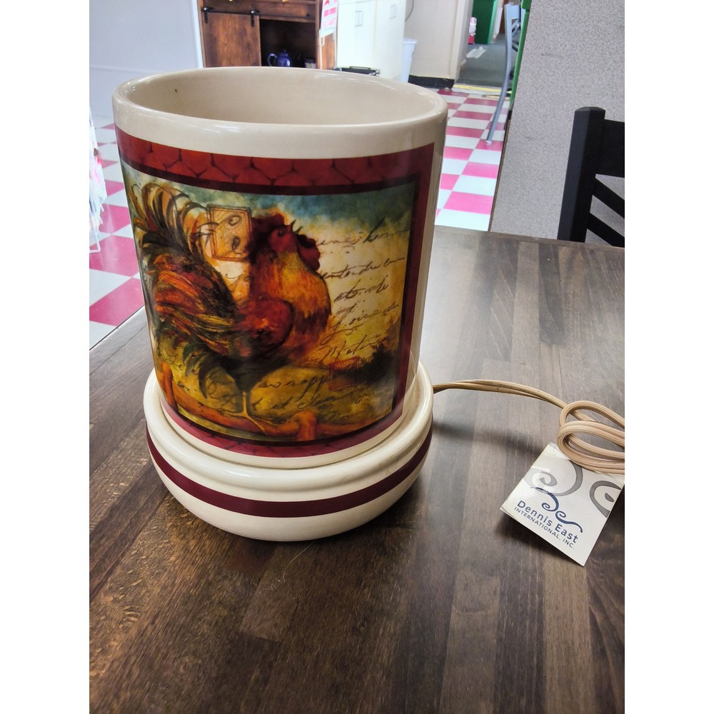 Dennis East International Rooster Ceramic Electric Candle Warmer Jar Set 2pc